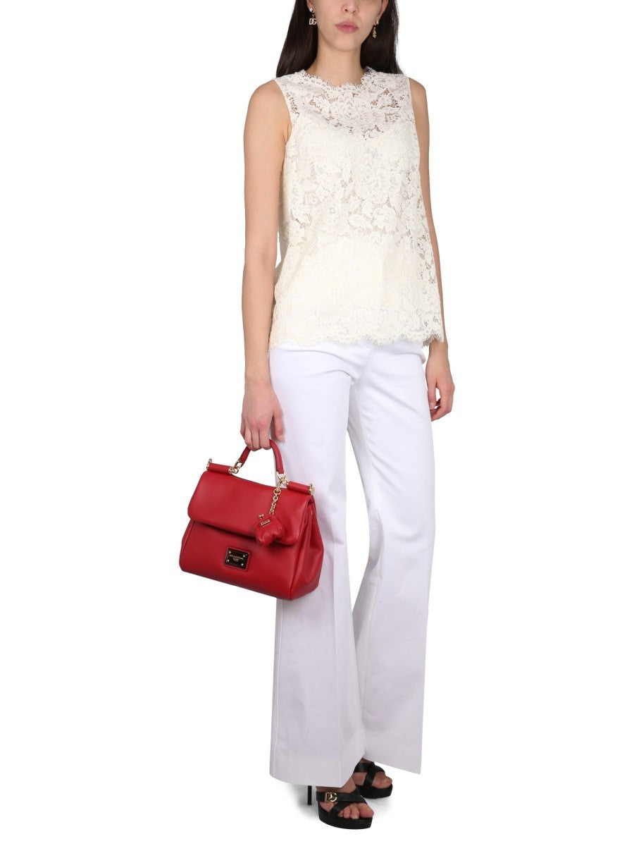 Dolce & Gabbana LOGOED STRETCH LACE TOP