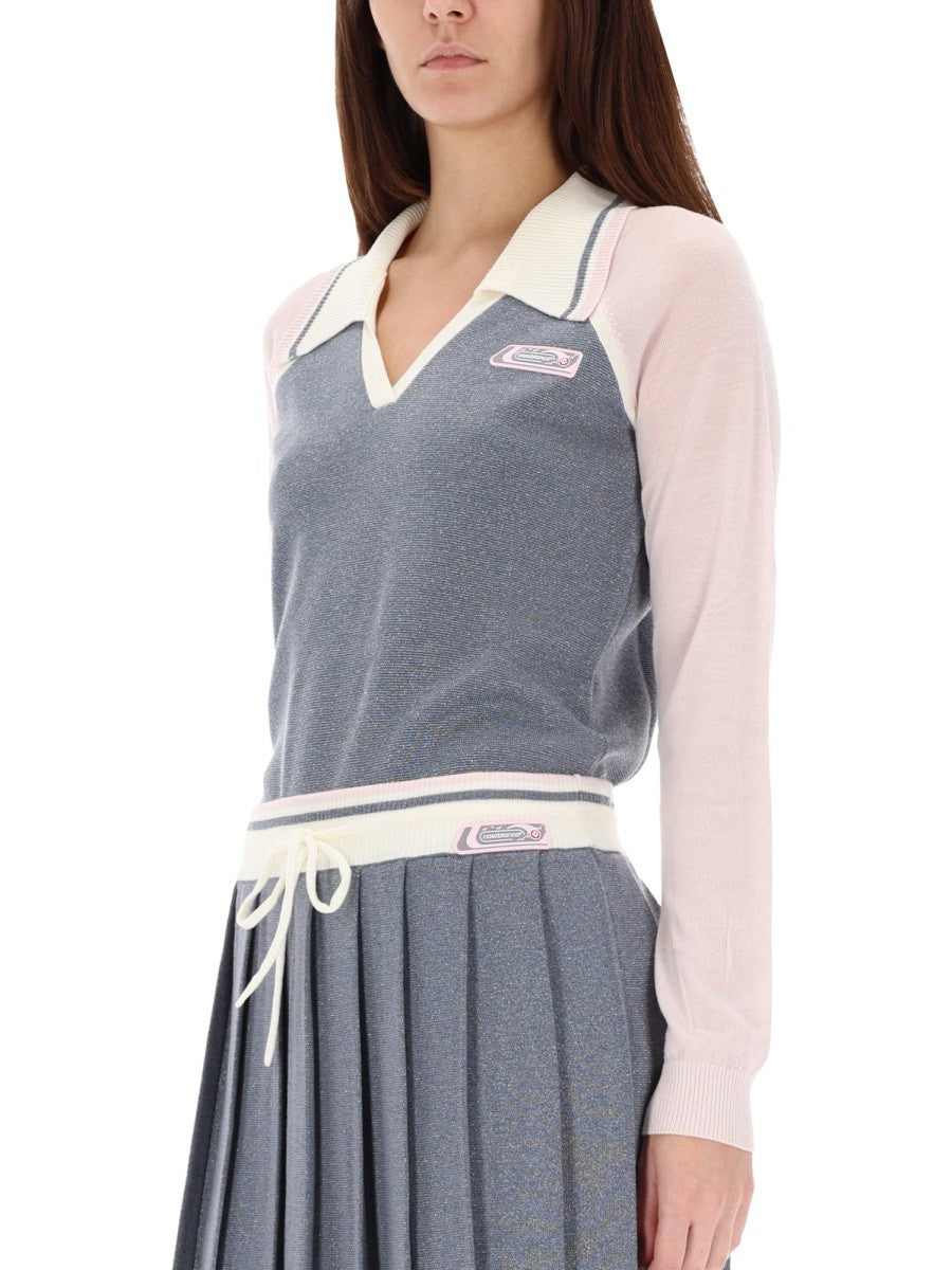 CASABLANCA LONG SLEEVE TENNIS POLO SHIRT