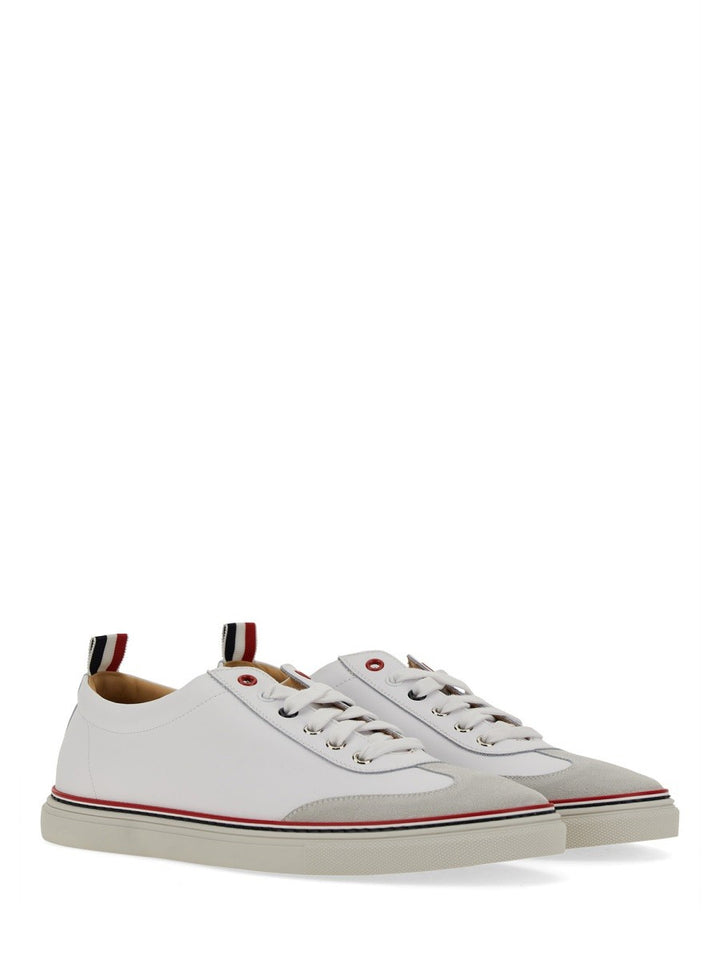 THOM BROWNE LOW-TOP LEATHER SNEAKER