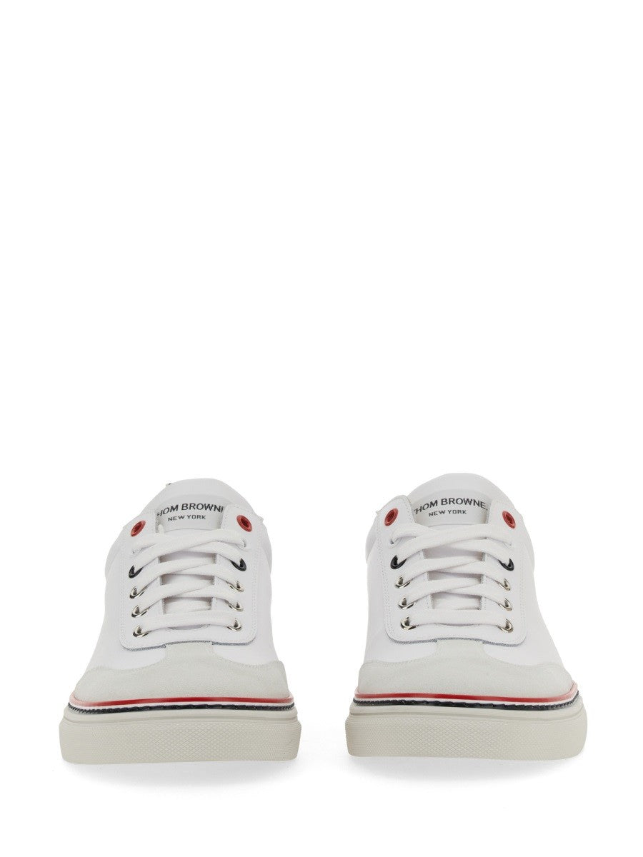 THOM BROWNE LOW-TOP LEATHER SNEAKER