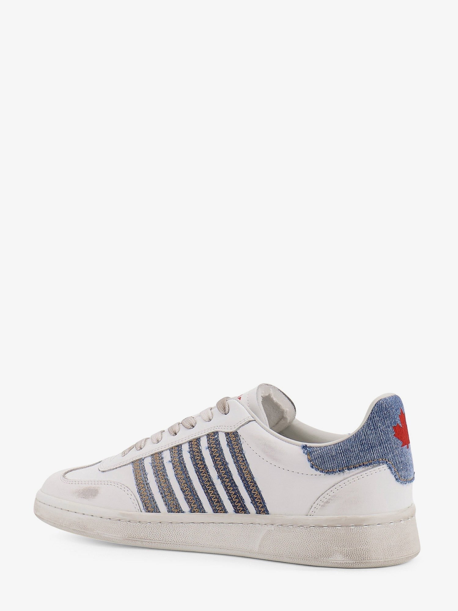 Dsquared2 Low-top leather sneakers with denim profiles
