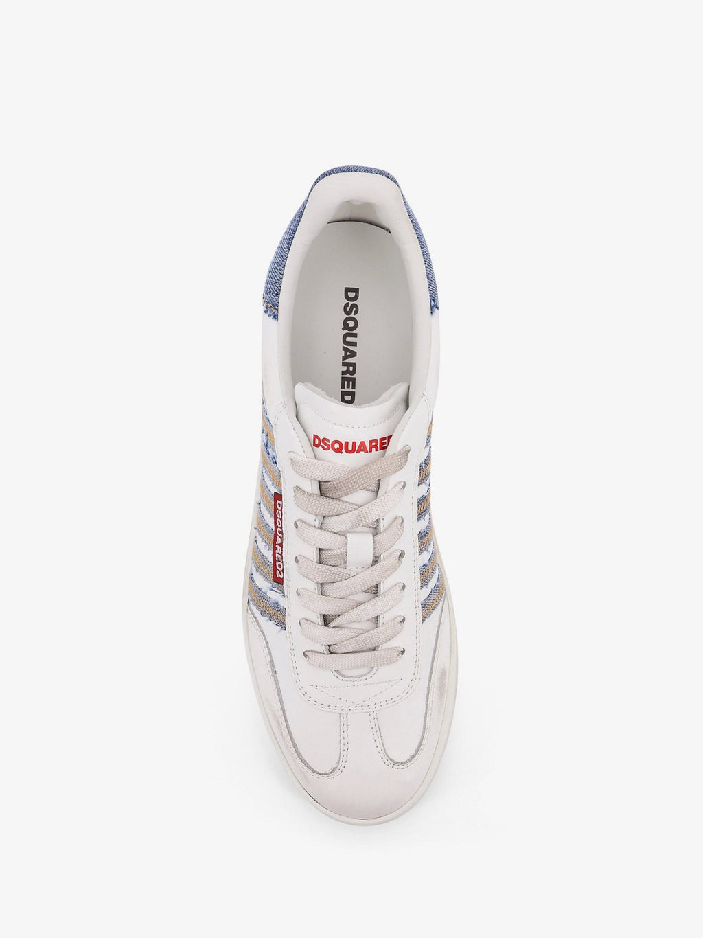 Dsquared2 Low-top leather sneakers with denim profiles