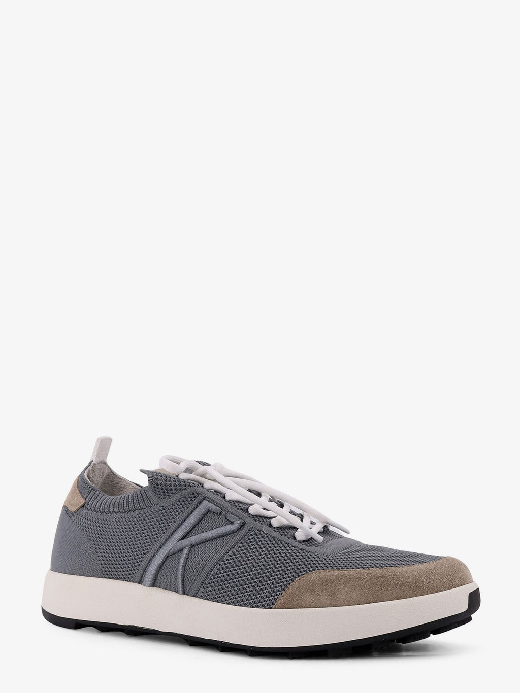 KITON CIRO PAONE Low-top mesh sneakers with suede profiles