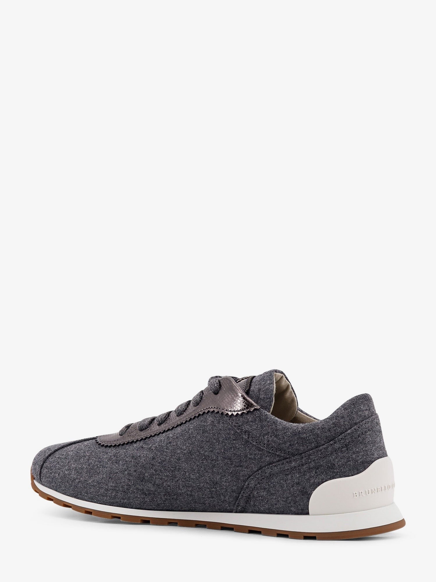 Brunello Cucinelli Low-top wool flannel sneakers with leather profiles