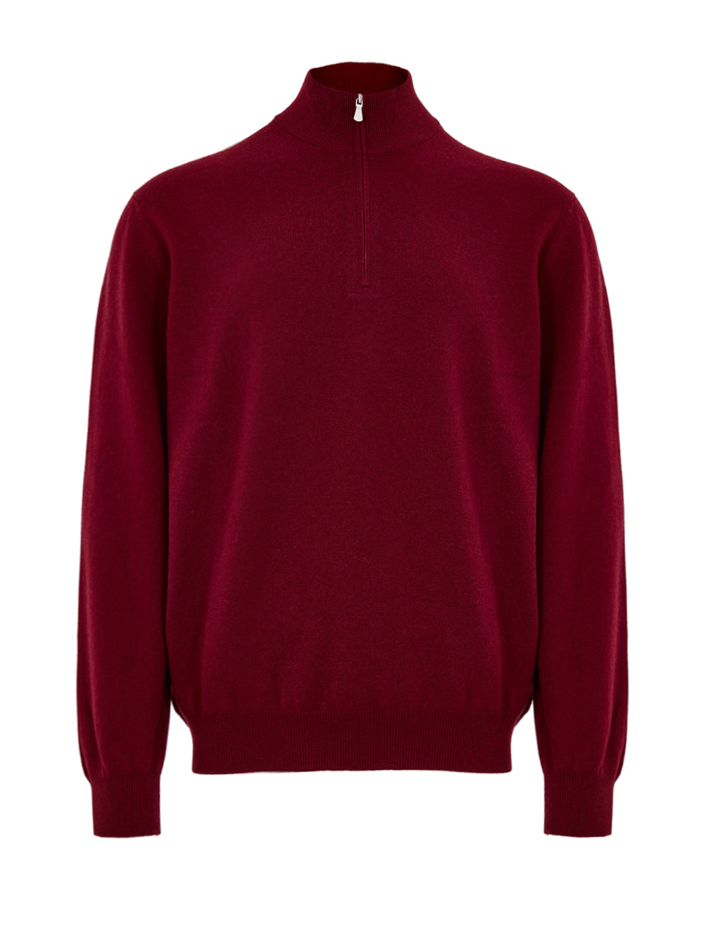 Gran Sasso Dark Red Wool Half-Zip Mock Sweater