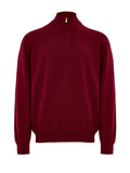 Gran Sasso Dark Red Wool Half-Zip Mock Sweater
