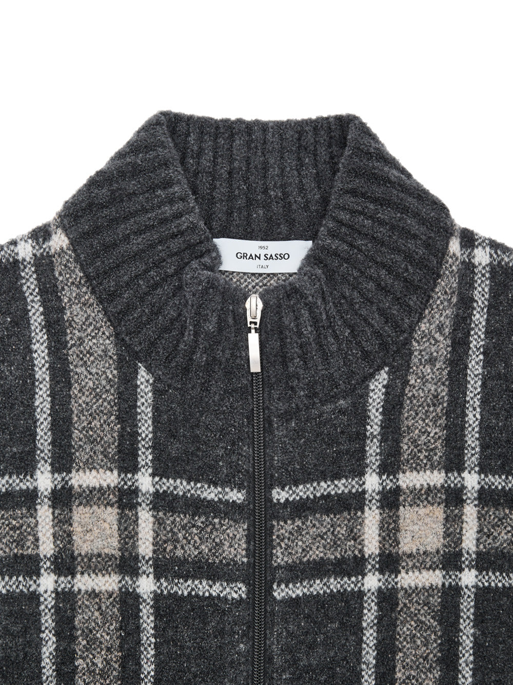 Gran Sasso Jacquard BouclÃ© Coat in Gray with Maxi Zip