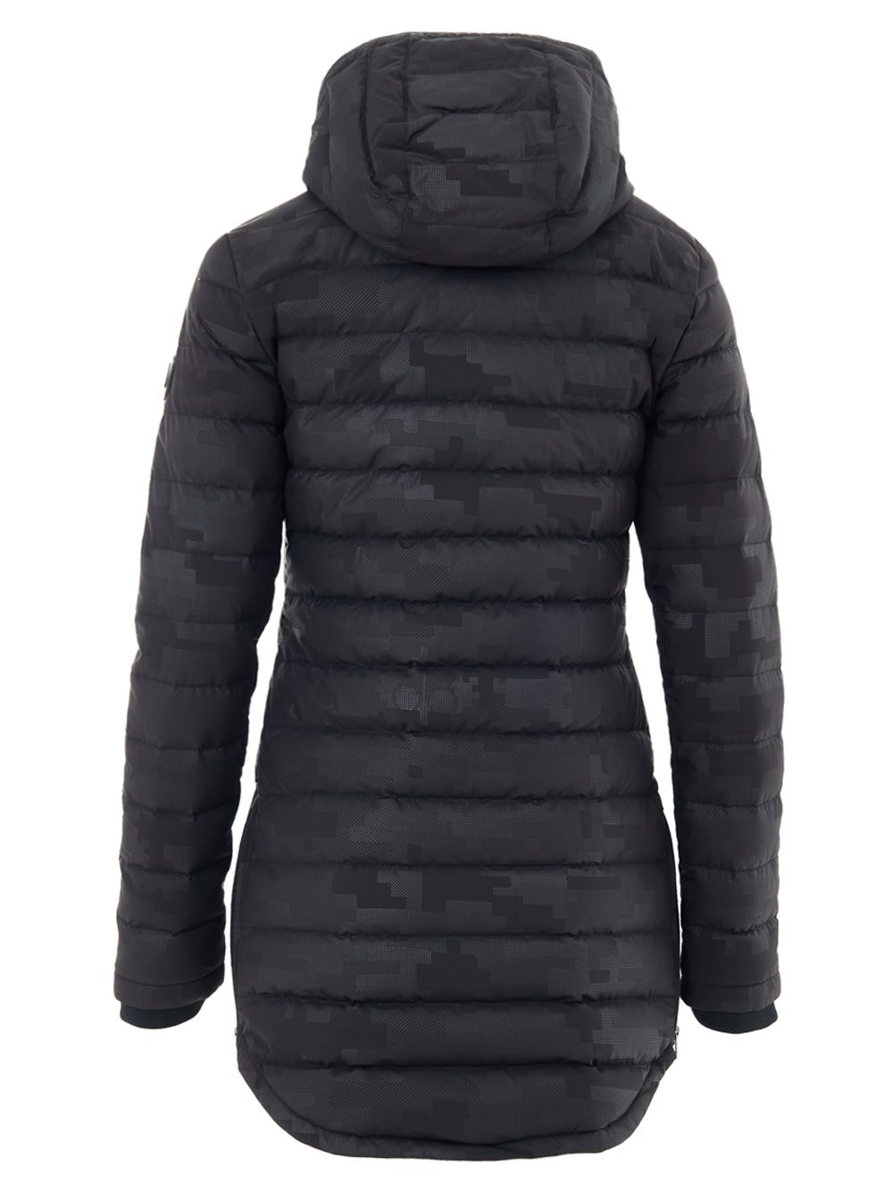 Lightweight Black Down Jacket with Tone-on-Tone Moose Knuckles Print