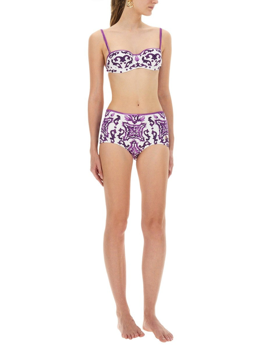 Dolce & Gabbana MAJOLICA PRINT BIKINI SWIMSUIT