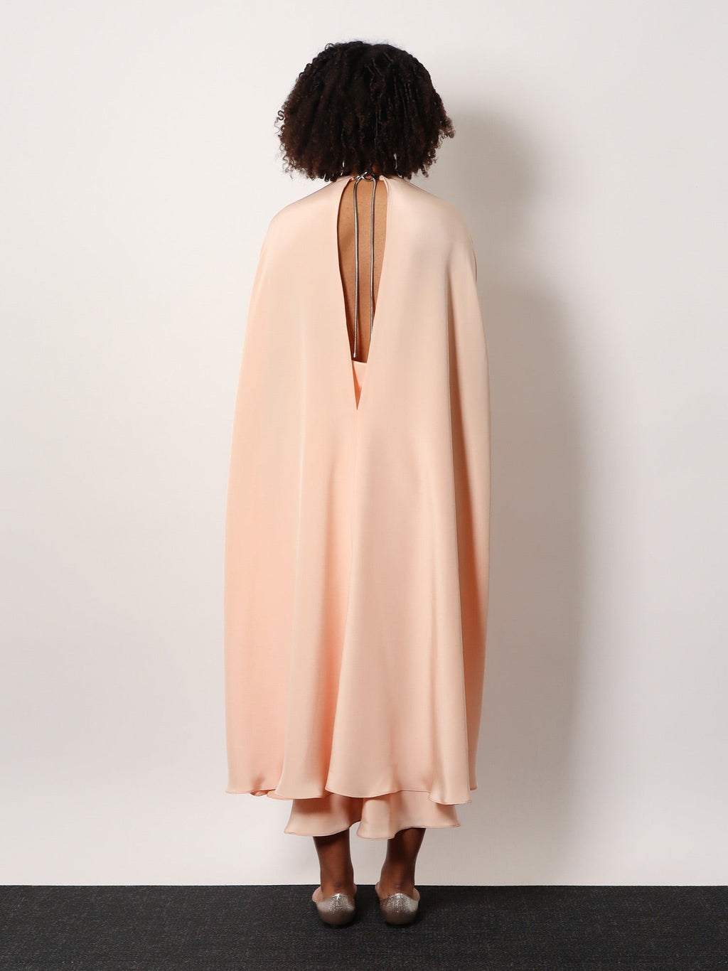 Max Mara Managua silk long dress with silk cape and metal detail