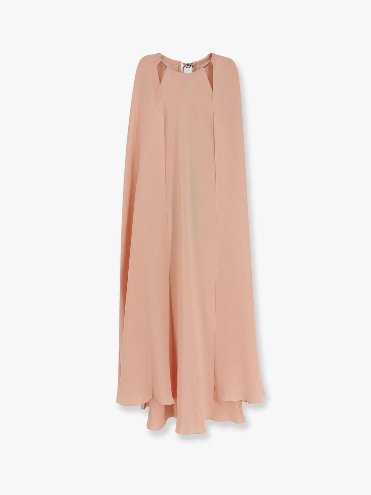 Max Mara Managua silk long dress with silk cape and metal detail