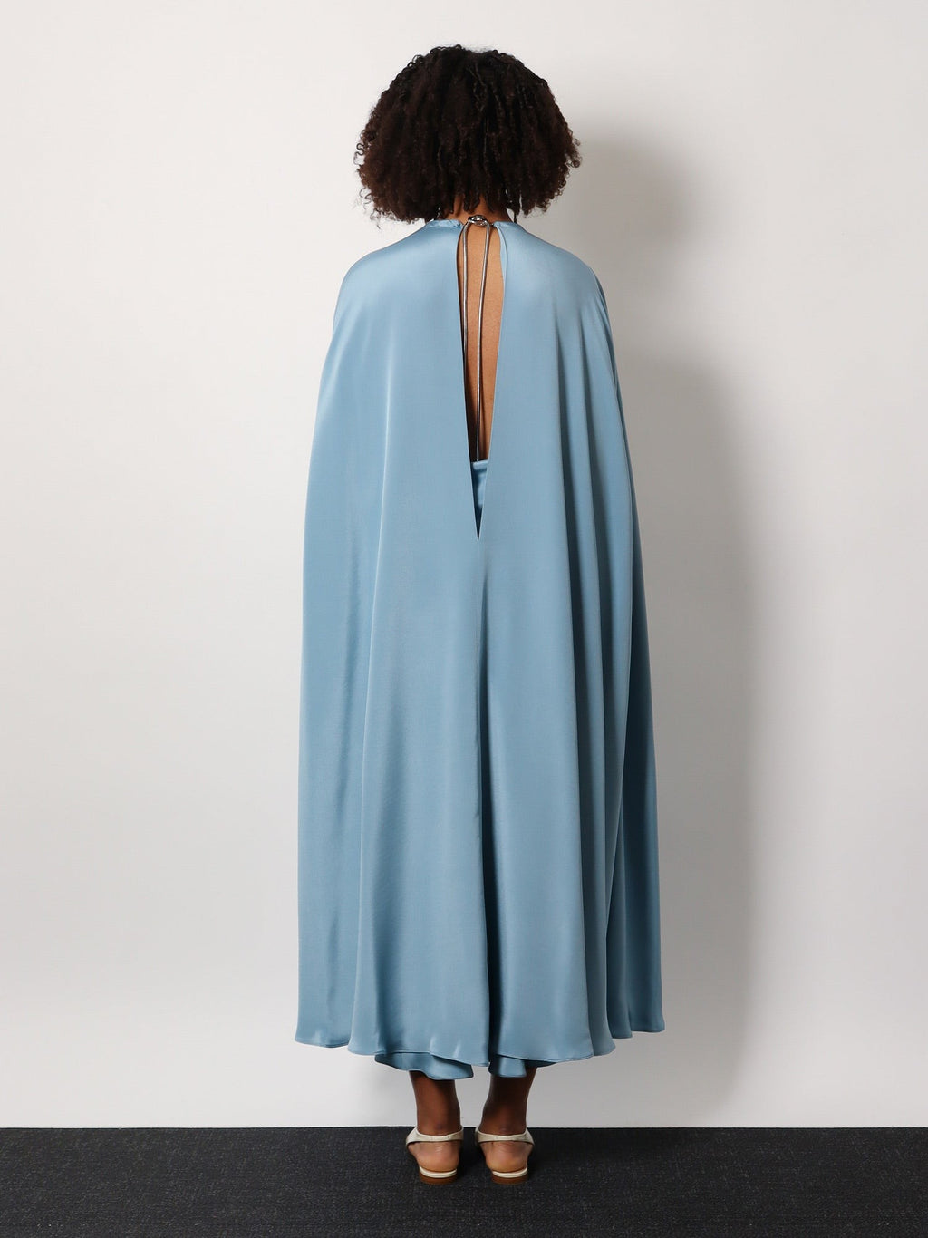 Max Mara Managua silk long dress with silk cape and metal detail