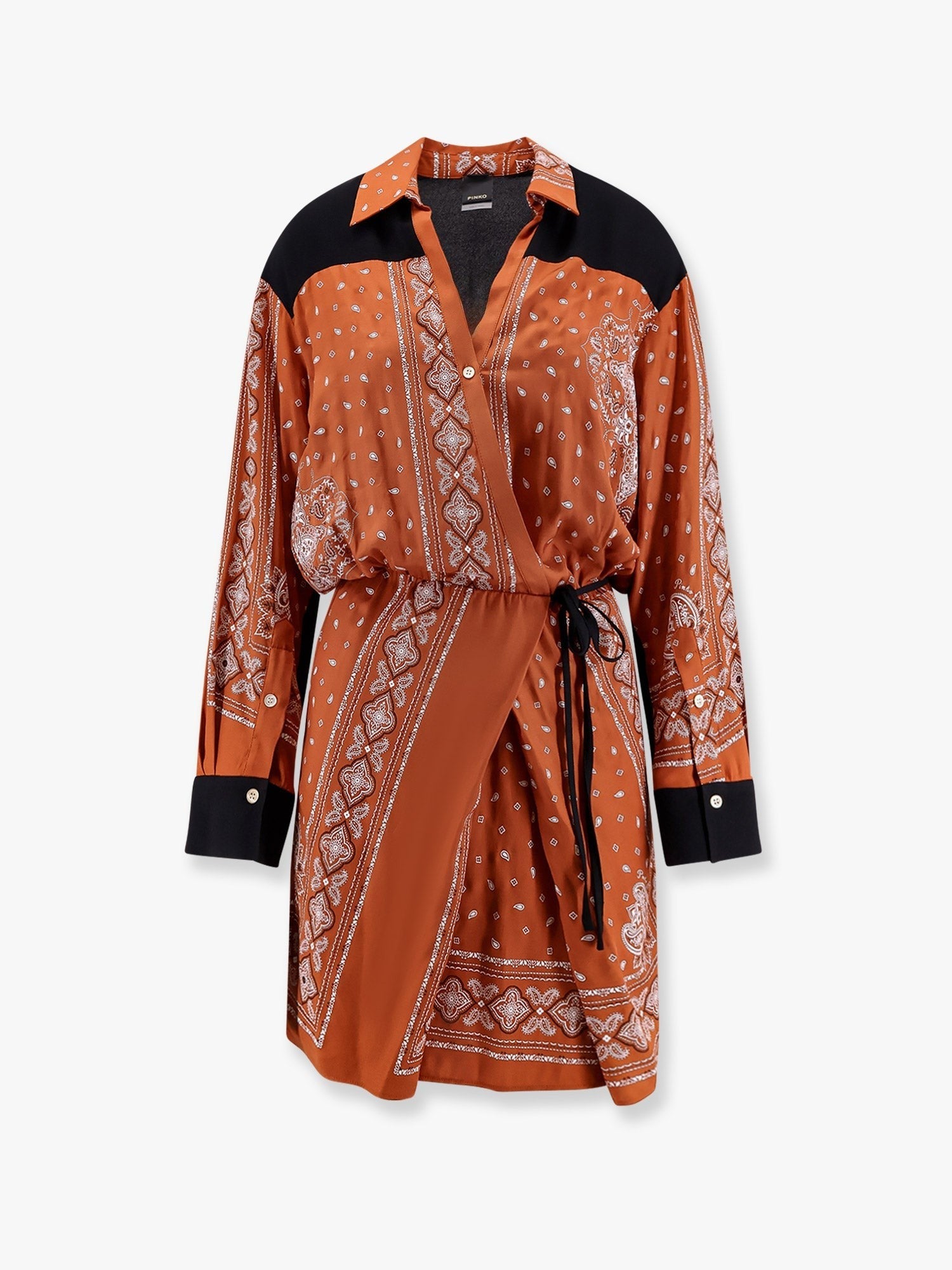 Pinko Mesopotamia viscose dress with bandana print and georgette profiles