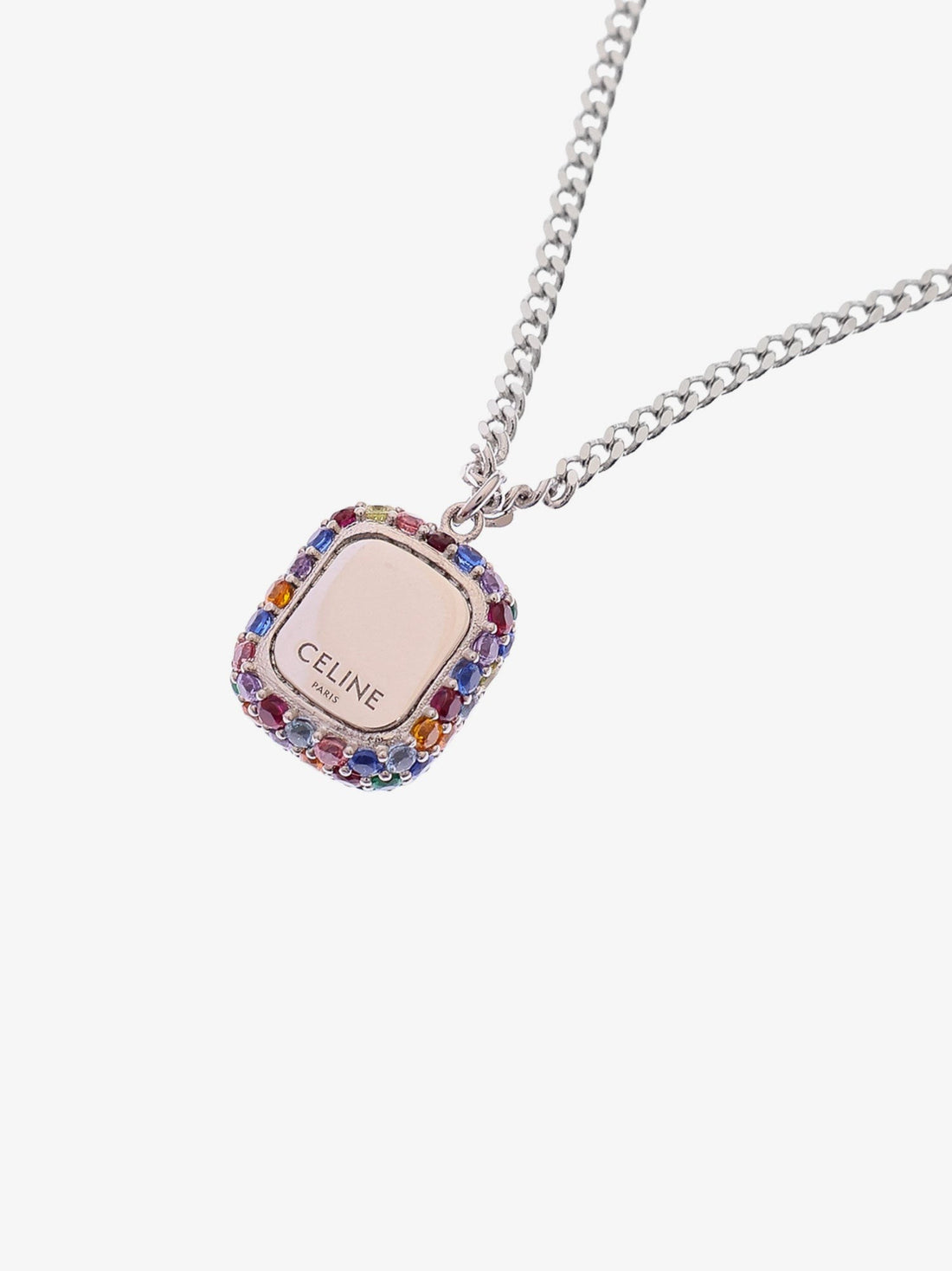 Celine Metal necklace with multicolor pendant