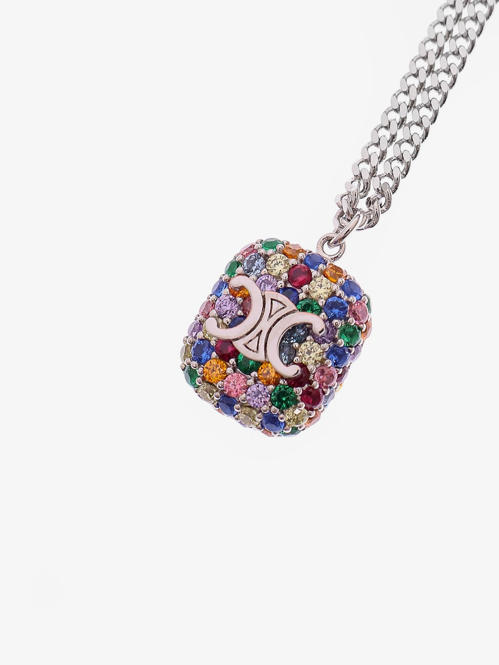 Celine Metal necklace with multicolor pendant