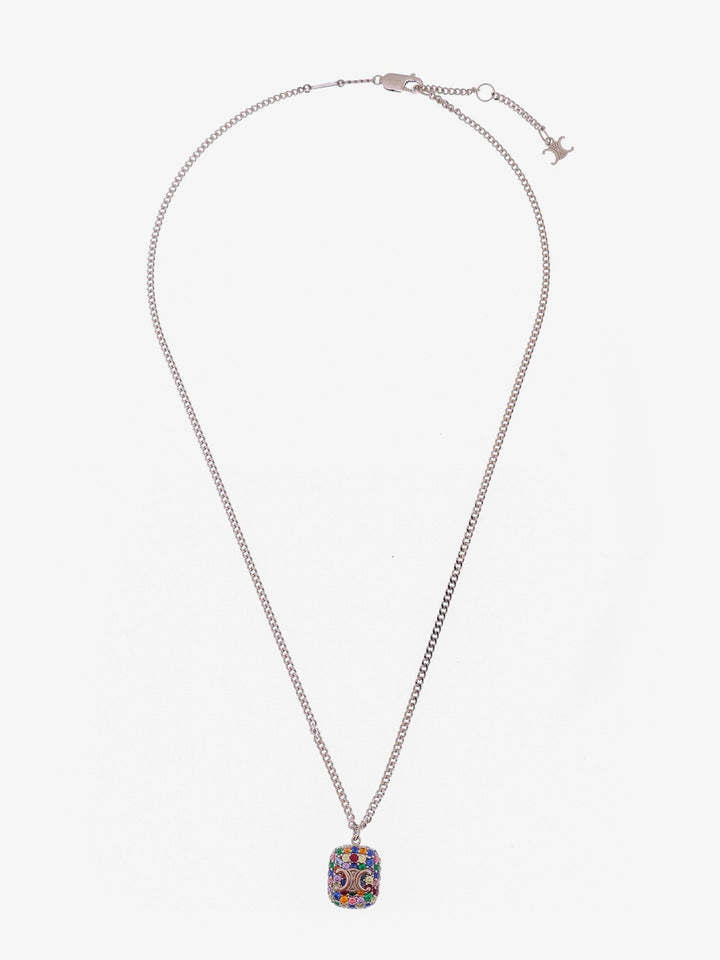 Celine Metal necklace with multicolor pendant