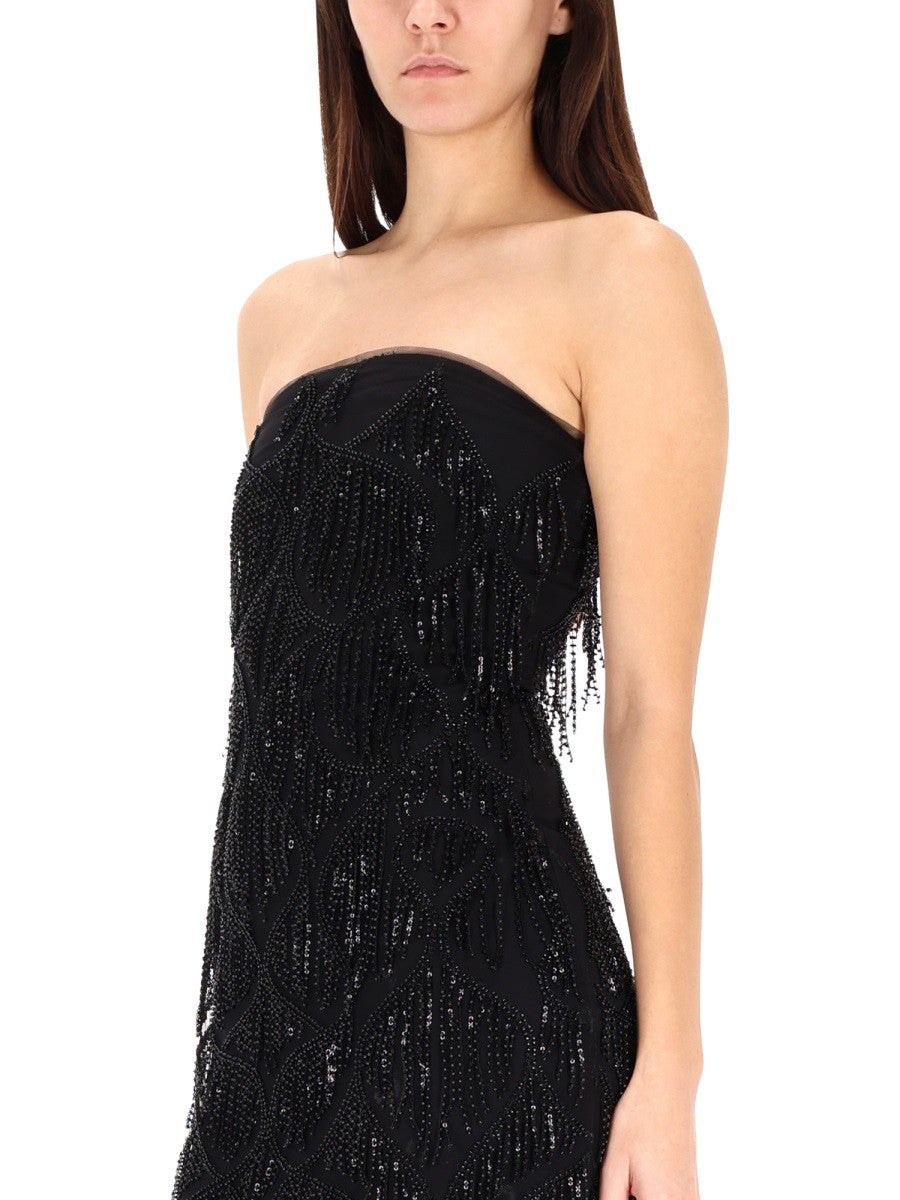 ROTATE BIRGER CHRISTENSEN MIDI DRESS WITH SEQUINS
