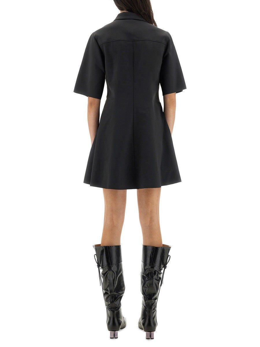 GANNI MINI DRESS WITH SCALLOPED BUTTONS