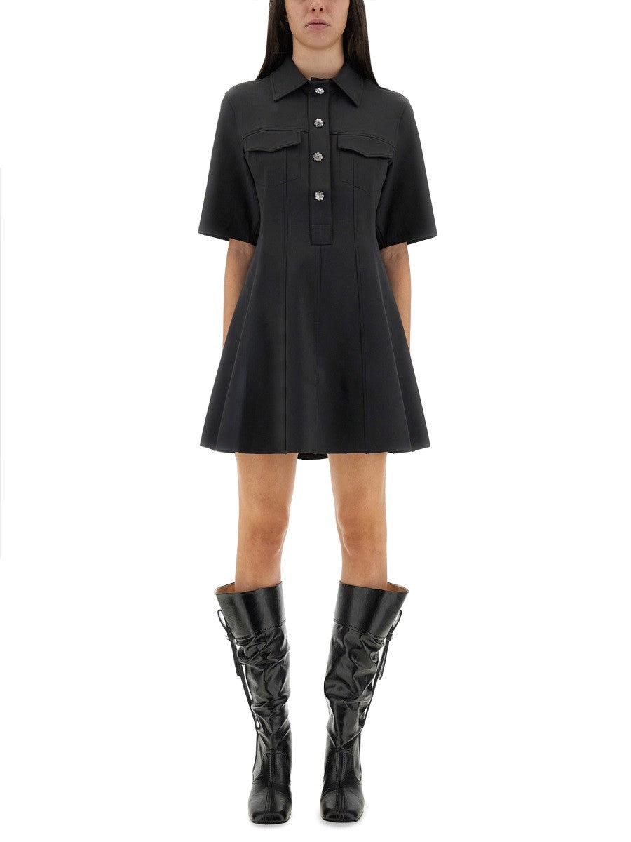 GANNI MINI DRESS WITH SCALLOPED BUTTONS