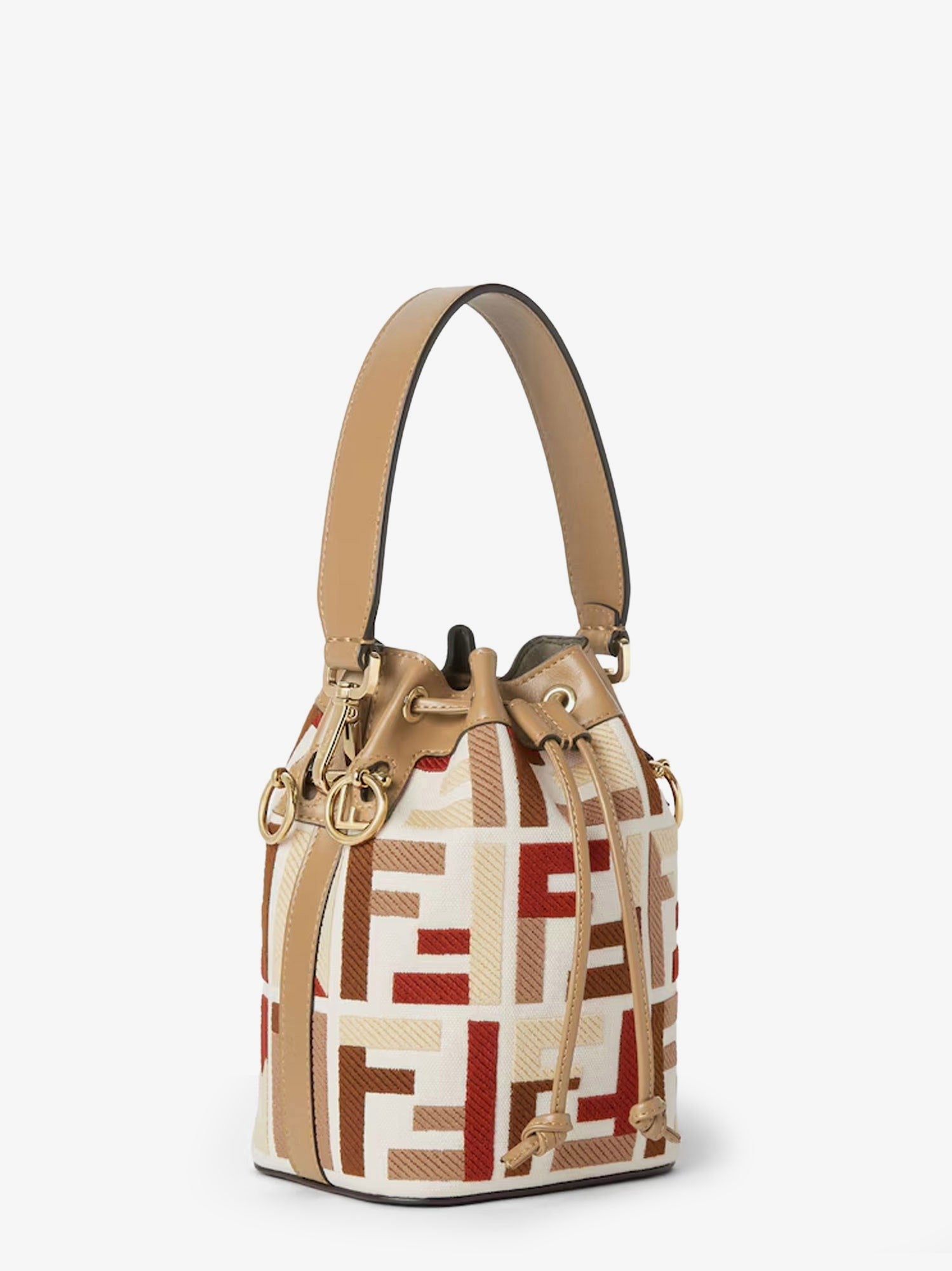 Fendi Mon Tresor FF jacquard fabric and leather bucket bag