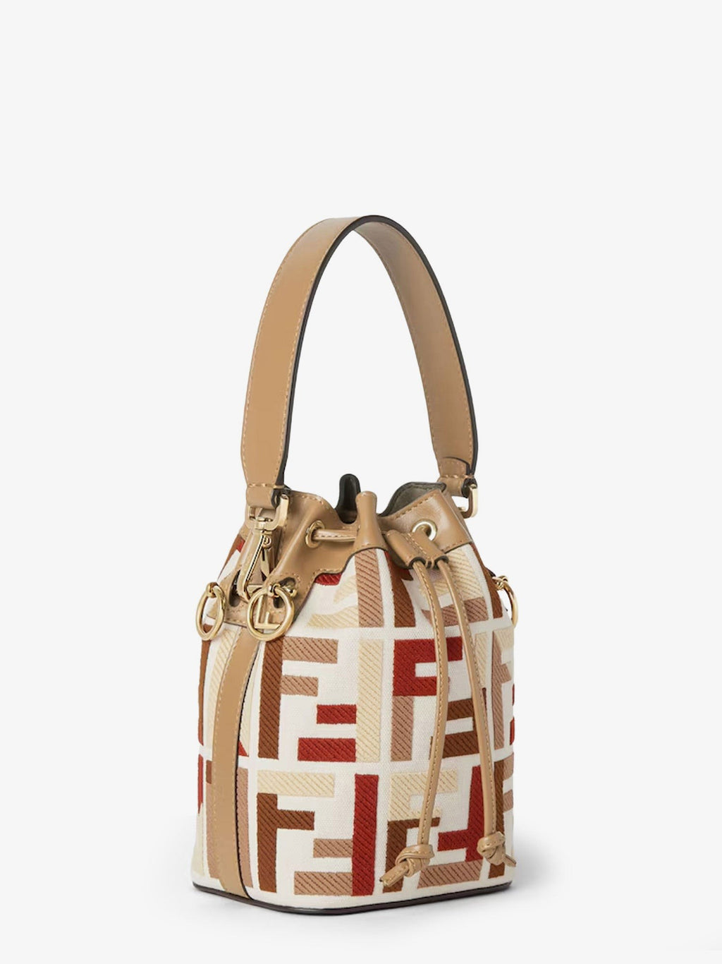 Fendi Mon Tresor FF jacquard fabric and leather bucket bag