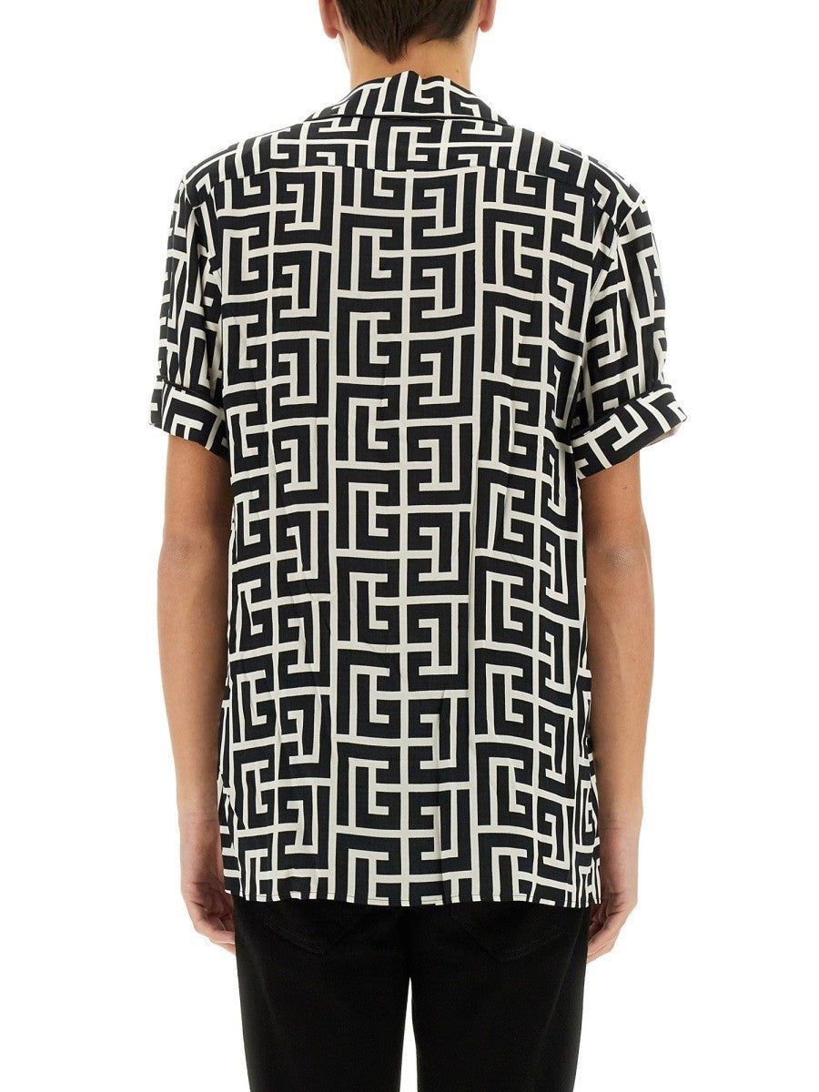 Balmain MONOGRAM PRINT PAJAMA SHIRT