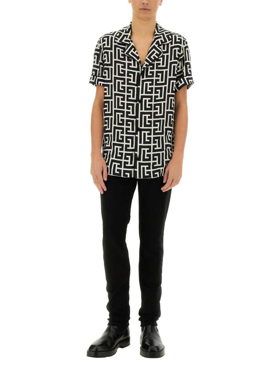 Balmain MONOGRAM PRINT PAJAMA SHIRT