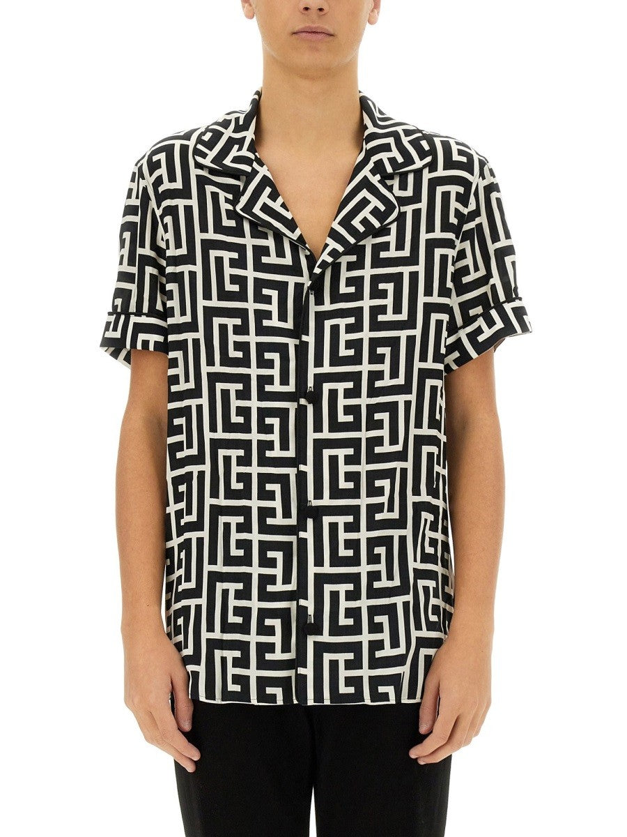 Balmain MONOGRAM PRINT PAJAMA SHIRT