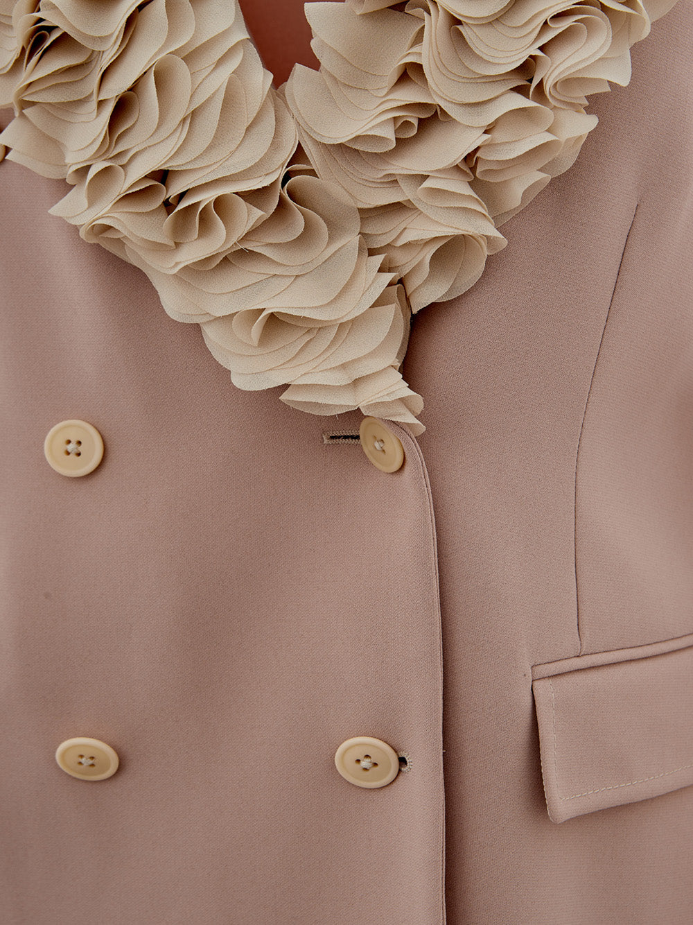 Double-breasted Jacket With Ruffles