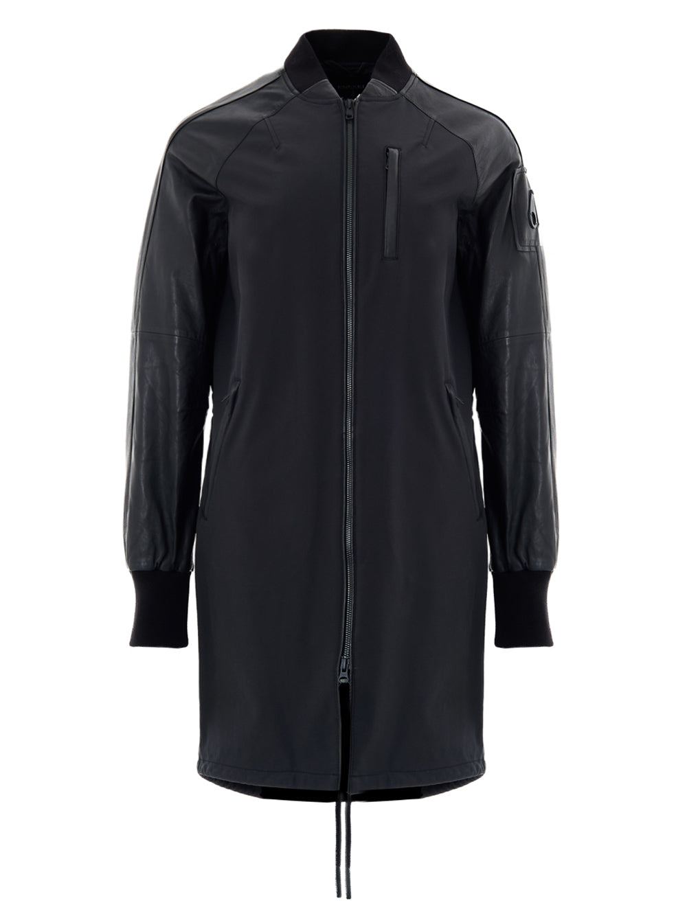 Black Parka in Technical Fabric and Leather by Moose Knuckles