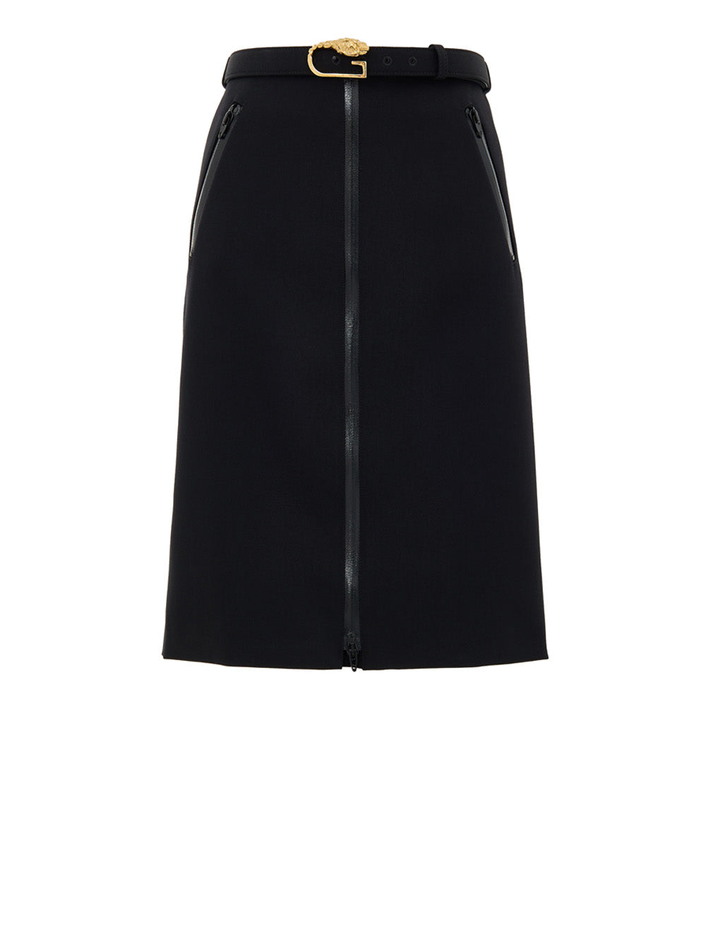 Gucci Black Front-Zip Midi Skirt with Removable Logo Belt – Siebentaschen