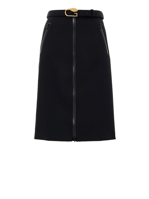 Gucci Black Front-Zip Midi Skirt with Removable Logo Belt – Siebentaschen