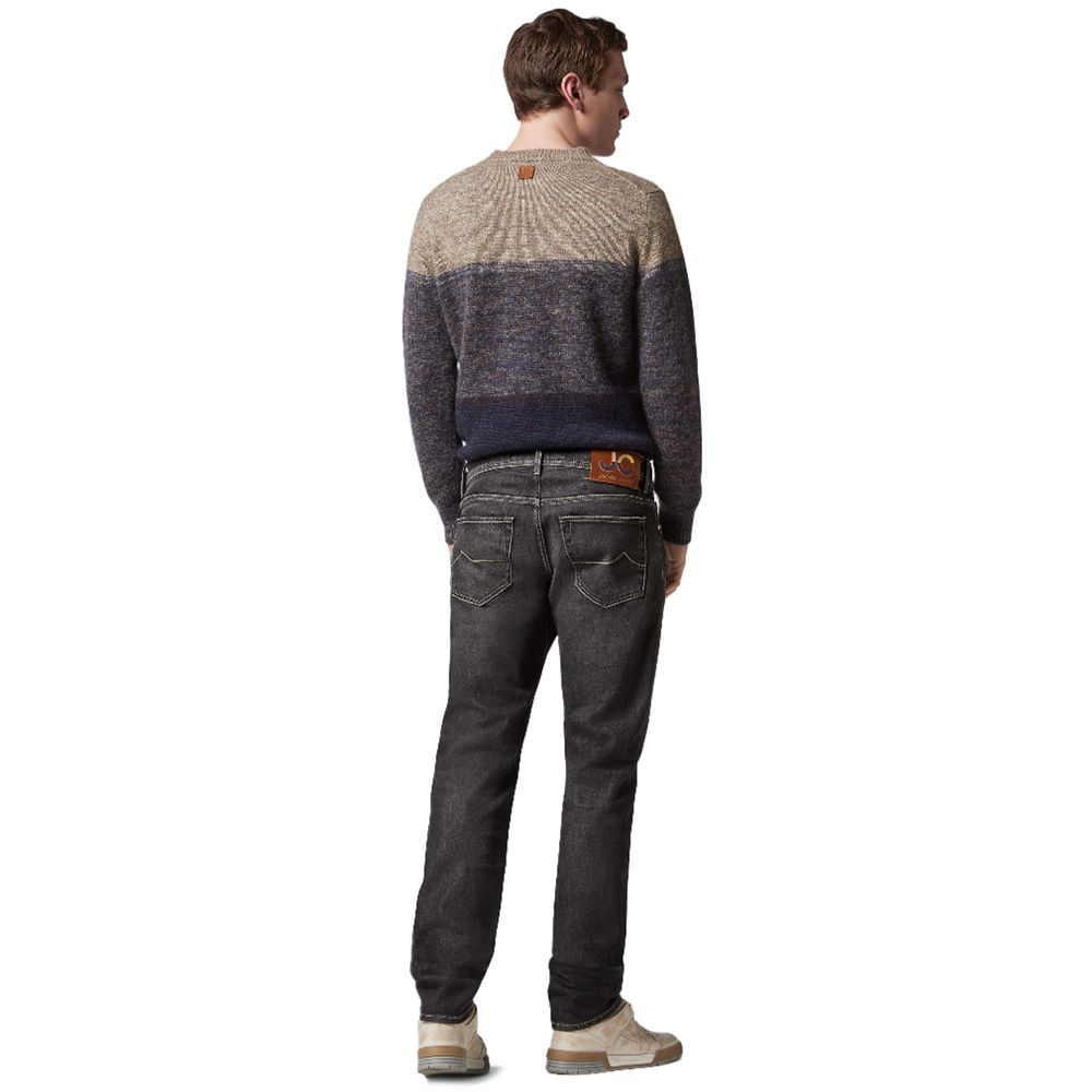 Jacob Cohen Nick Slim cotton jeans in dark wash worn by male model standing with back view