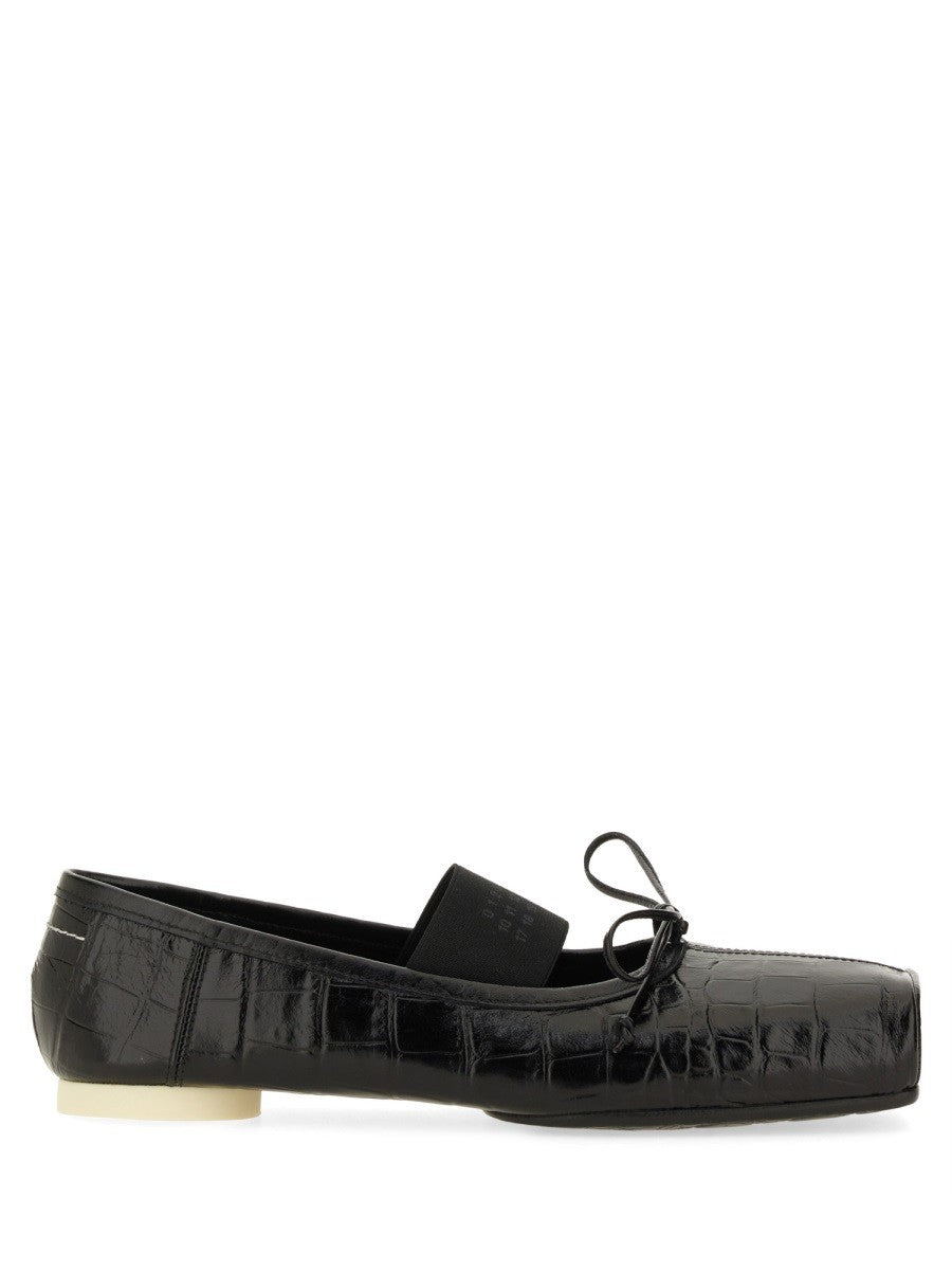 MM6 MAISON MARGIELA CROCODILE-EFFECT LEATHER BALLERINA