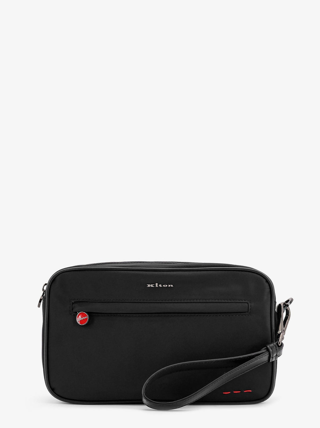 KITON CIRO PAONE Nylon clutch bag with iconic logo embroidery