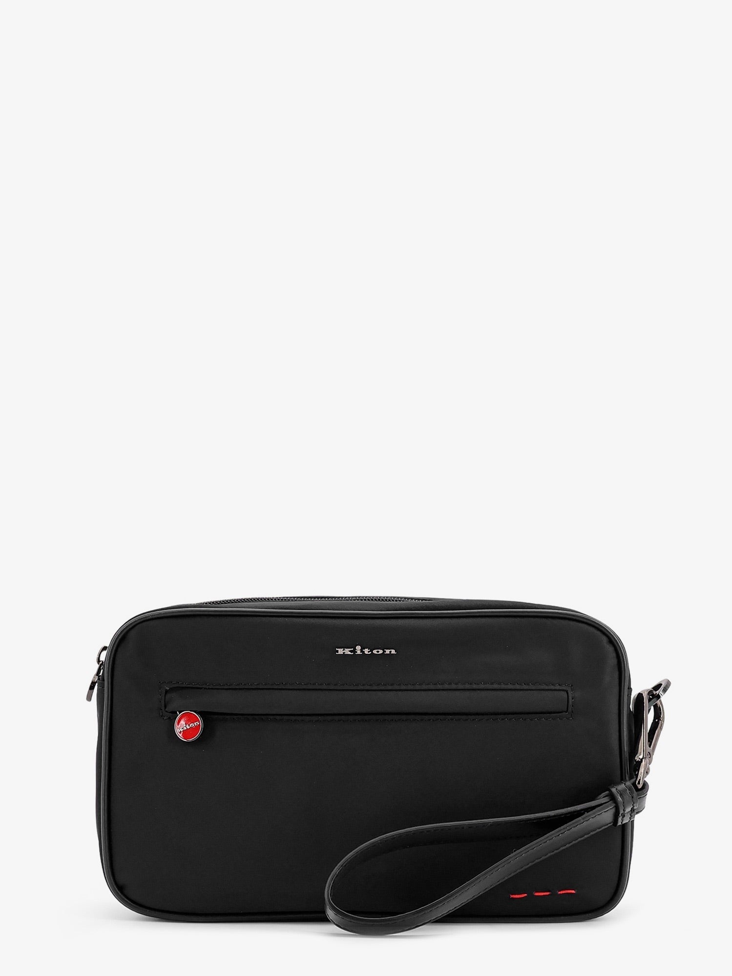 KITON CIRO PAONE Nylon clutch bag with iconic logo embroidery