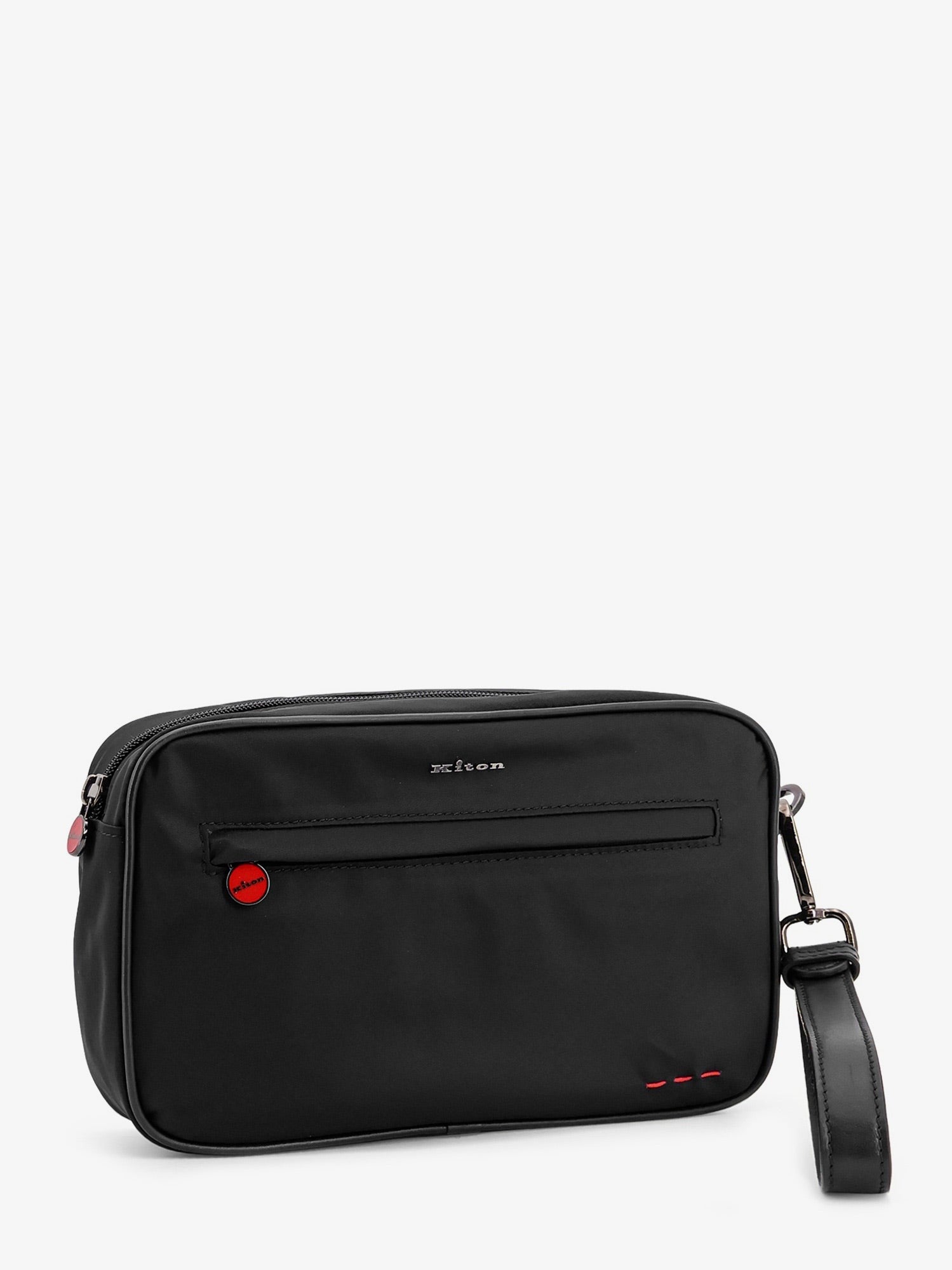 KITON CIRO PAONE Nylon clutch bag with iconic logo embroidery