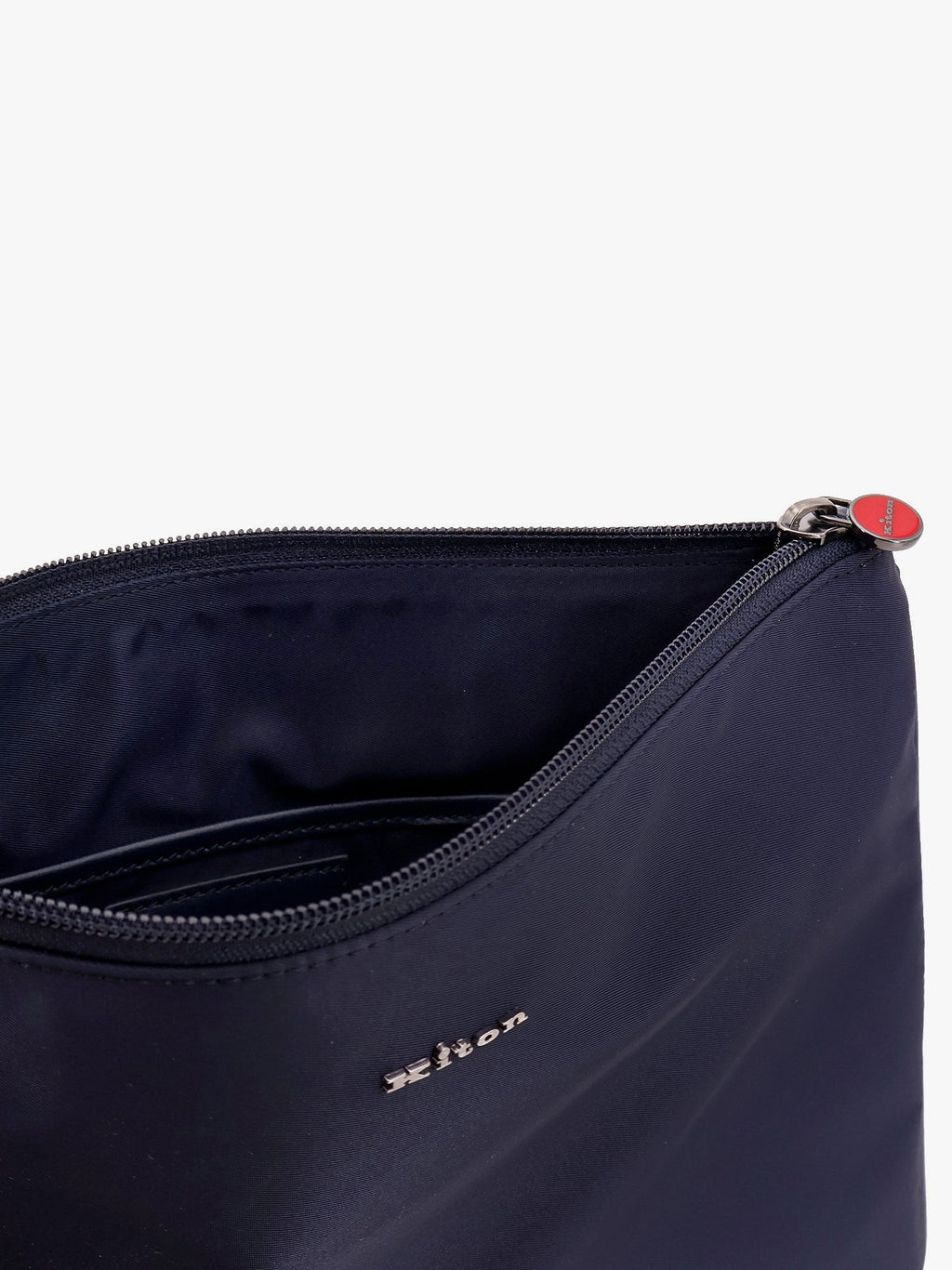 KITON CIRO PAONE Nylon clutch with metal lettering logo