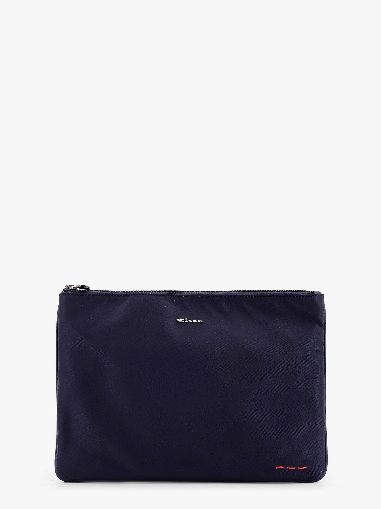 KITON CIRO PAONE Nylon clutch with metal lettering logo