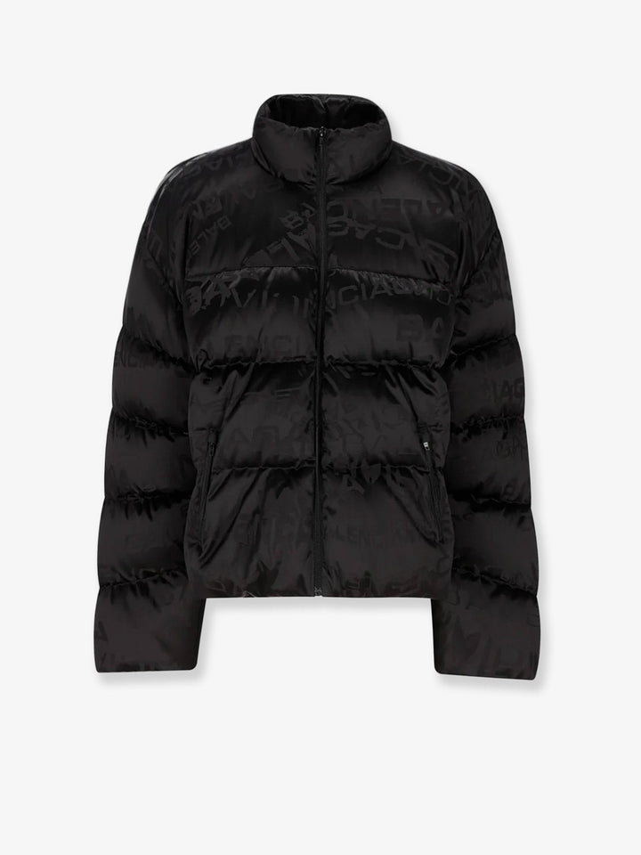 Balenciaga Nylon down jacket with all-over lettering logo
