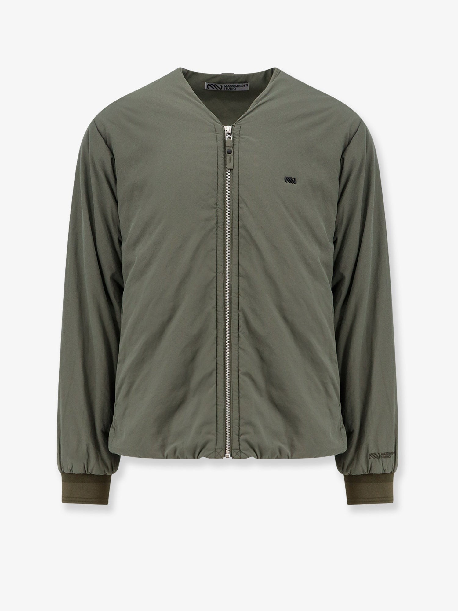 MASSIMO OSTI Nylon jacket with metal logo patch on the front