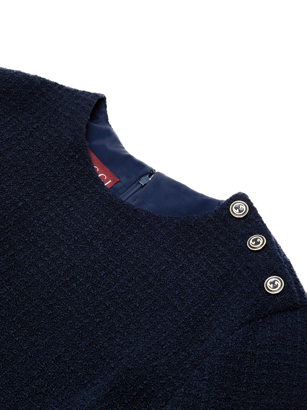 Gucci Blue Bouclé Midi Dress with Logo Buttons – Women – Siebentaschen