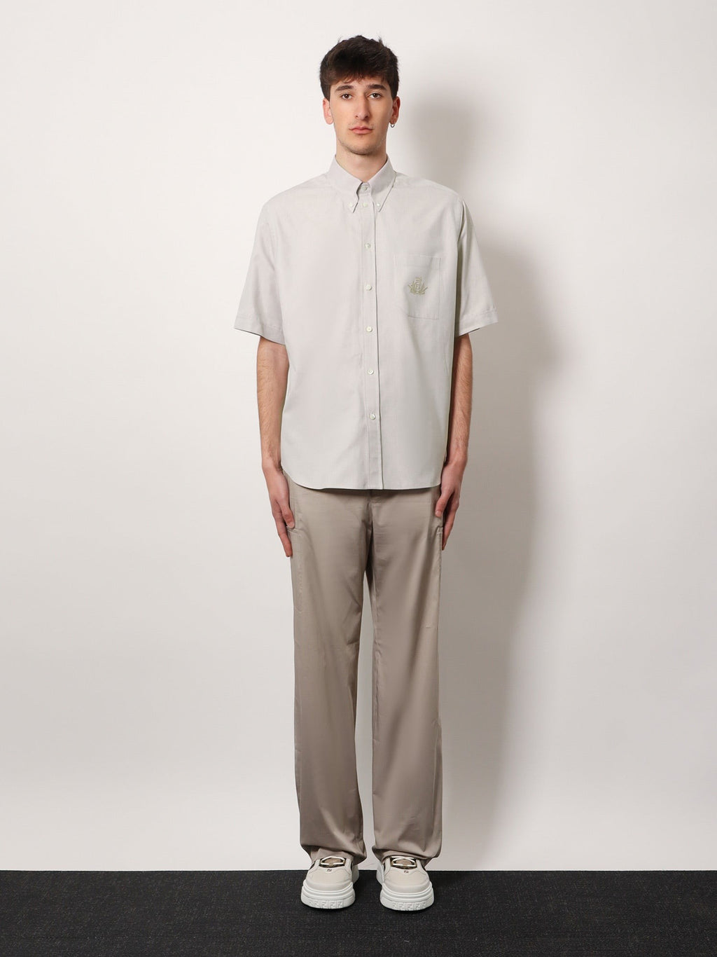 Fendi Oxford shirt with fendi crest embroidery