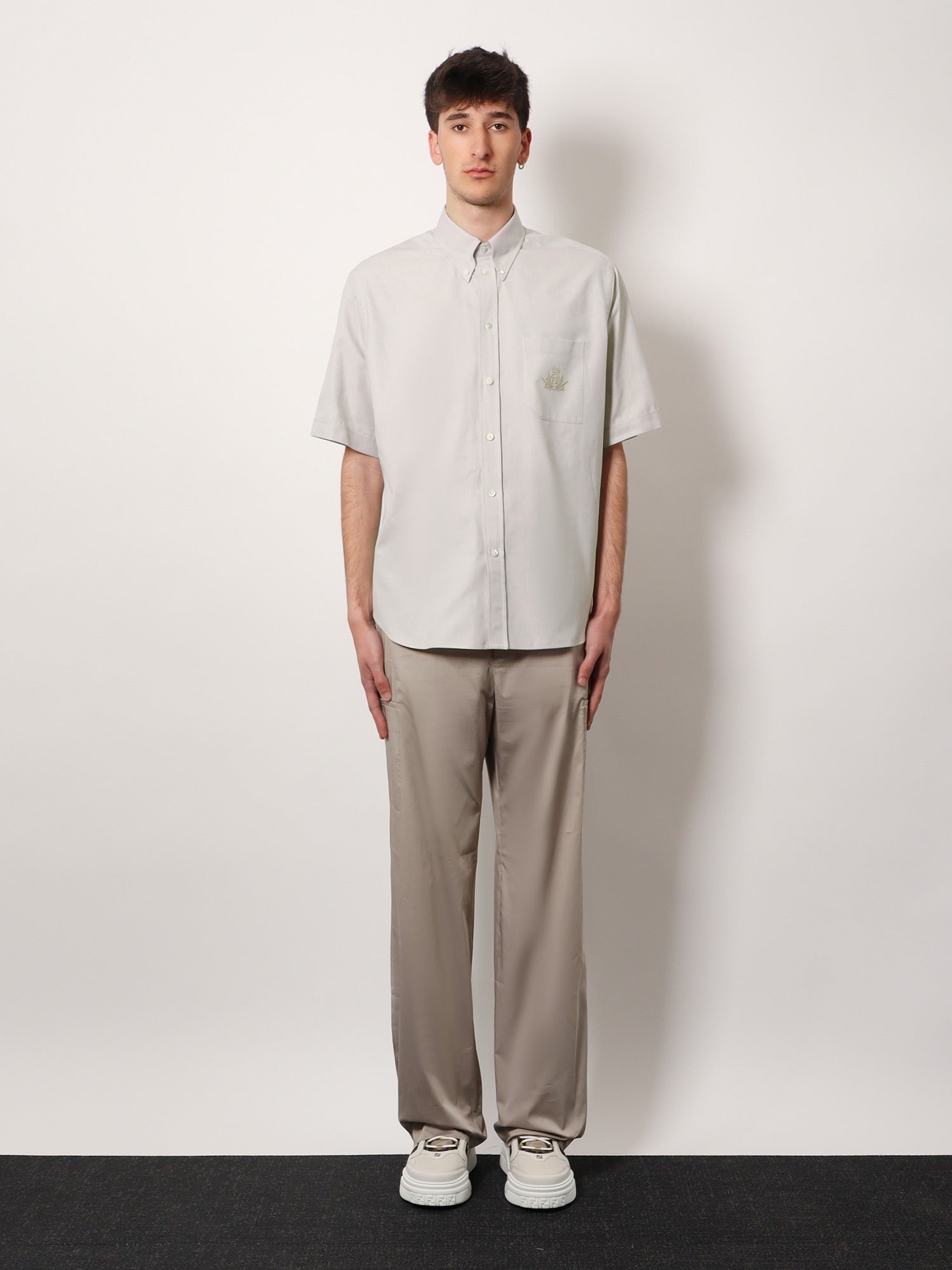 Fendi Oxford shirt with fendi crest embroidery