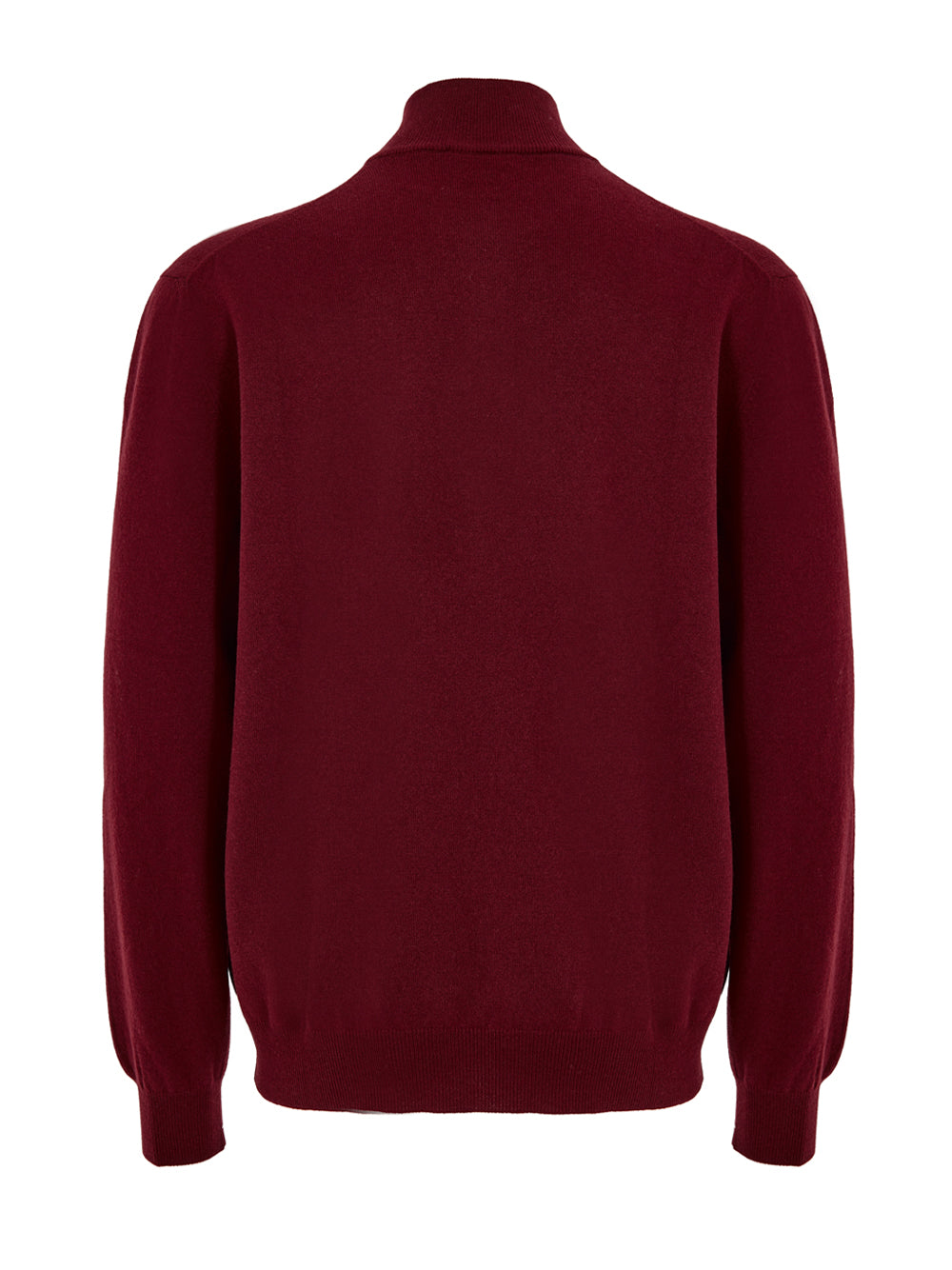Gran Sasso Dark Red Wool Half-Zip Mock Sweater