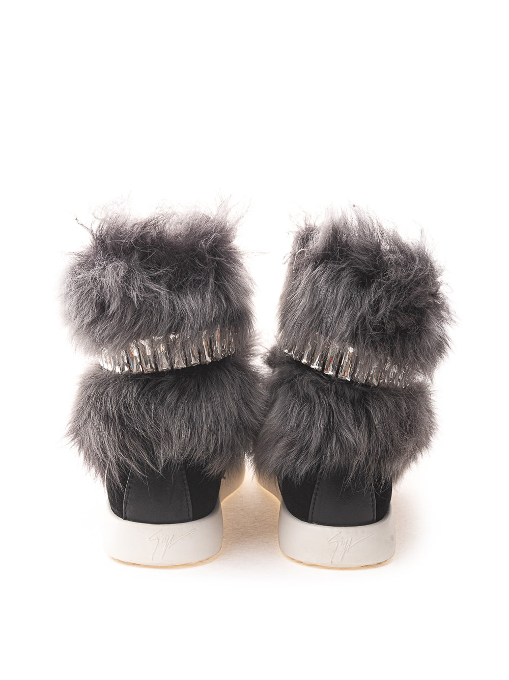 Black Sneaker with Fur and Crystals Giuseppe Zanotti