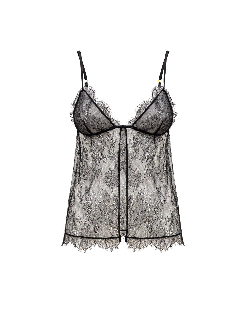 Tom Ford Black Lace Triangle Top – Open Front – Siebentaschen