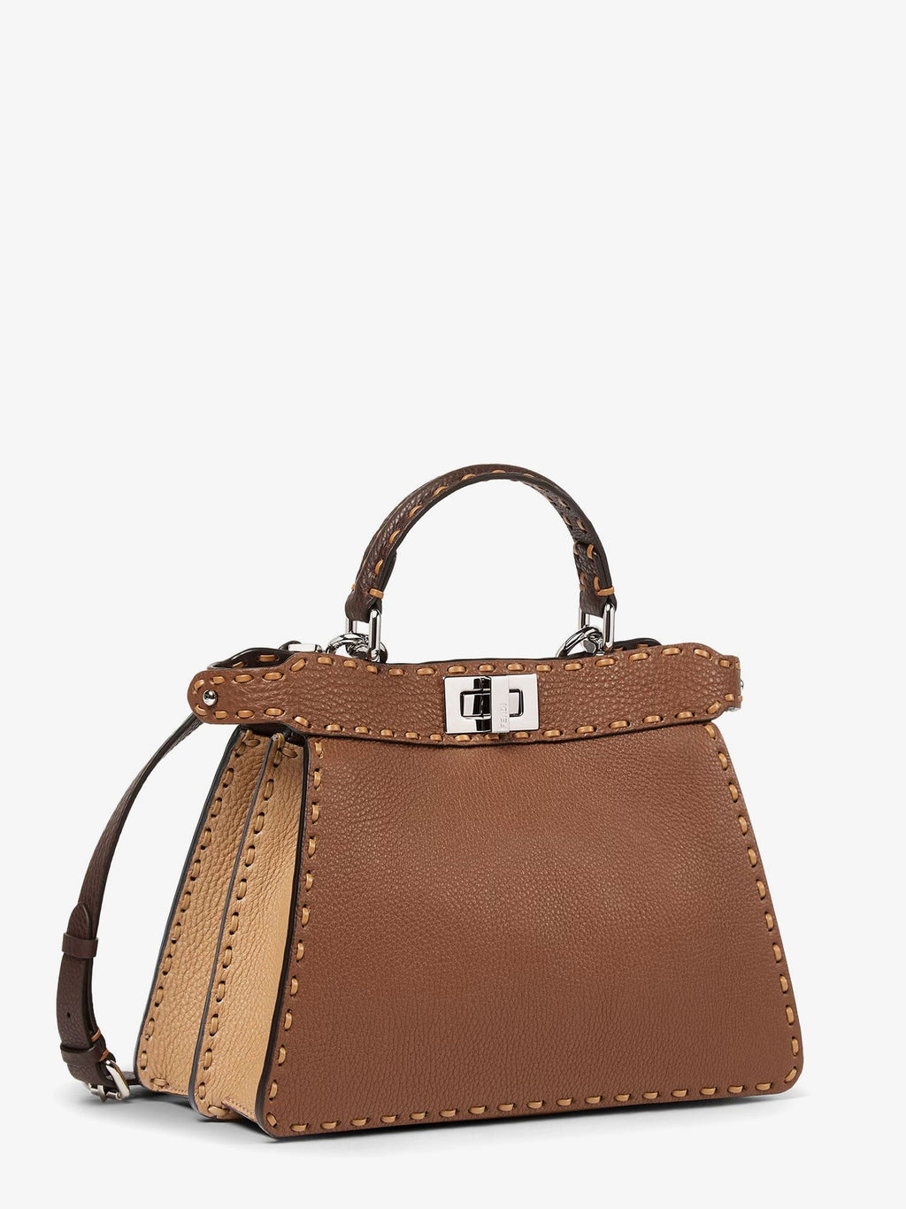 Fendi Peekaboo IseeU Small leather shoulder bag with Selleria macro stitching