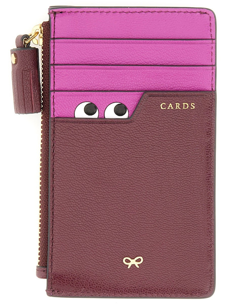 ANYA HINDMARCH "PEEPING EYES" CARD HOLDER WITH ZIPPER
