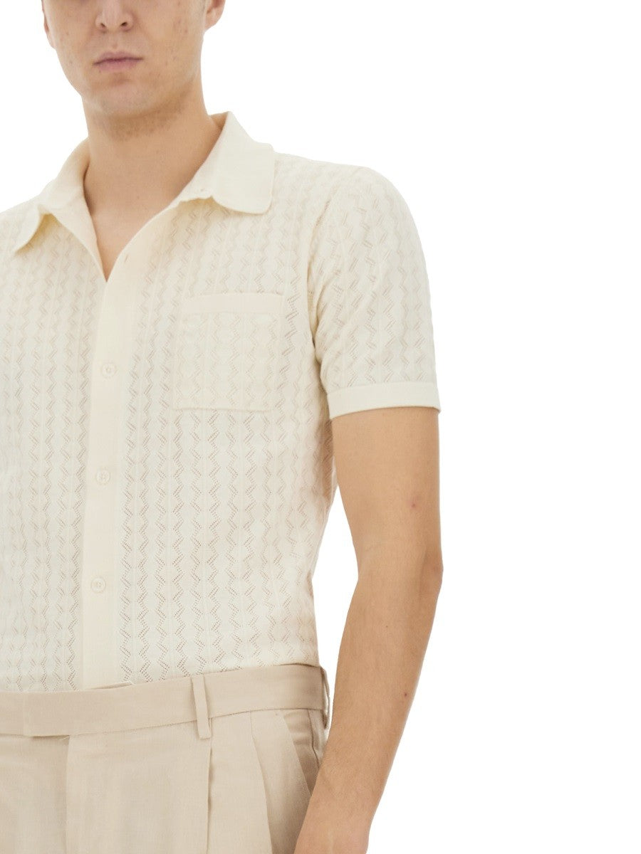 Dolce & Gabbana PERFORATED COTTON KNIT SHIRT